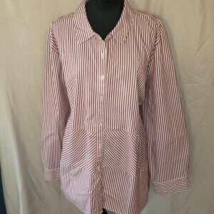 d & co. 2X Striped Button-Down Shirt, Red